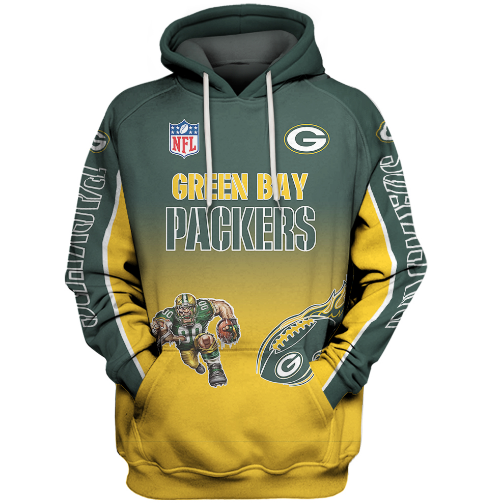 Green Bay Packers Name In Sleeve 3D Pullover Hoodie