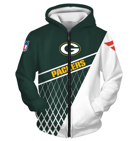 Green Bay Packers Top Logo 3D Zipper Hoodie Jacket