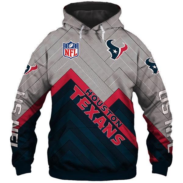 Houston Texans 3D Logo Name Printed Pullover Hoodie
