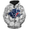 Houston Texans Beehives Pattern 3D Zipper Hoodie Jacket