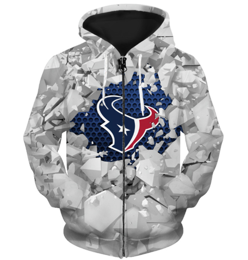 Houston Texans Beehives Pattern 3D Zipper Hoodie Jacket