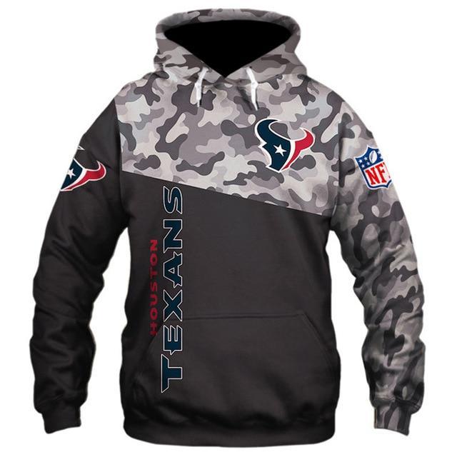Houston Texans Half Camo 3D Pullover Hoodie