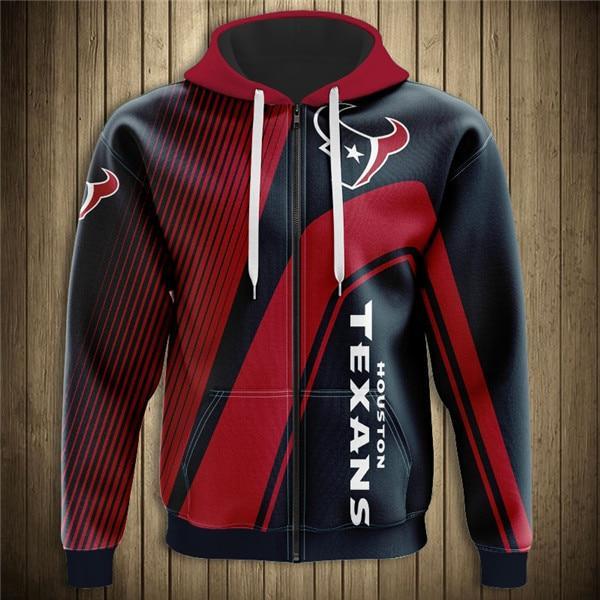 Houston Texans Hooded Matching Stripe 3D Zipper Hoodie Jacket