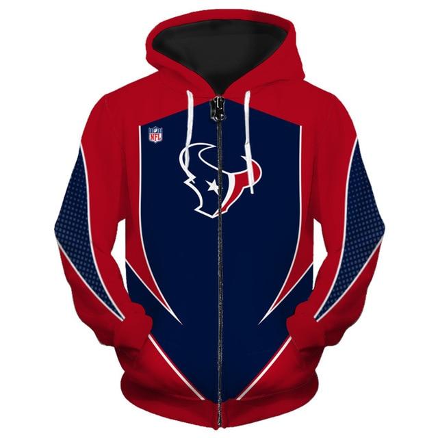 Houston Texans Middle Logo 3D Printed Zipper Hoodie Jacket