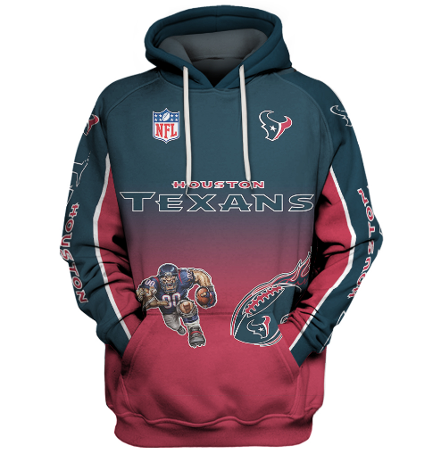 Houston Texans Name In Sleeve 3D Pullover Hoodie