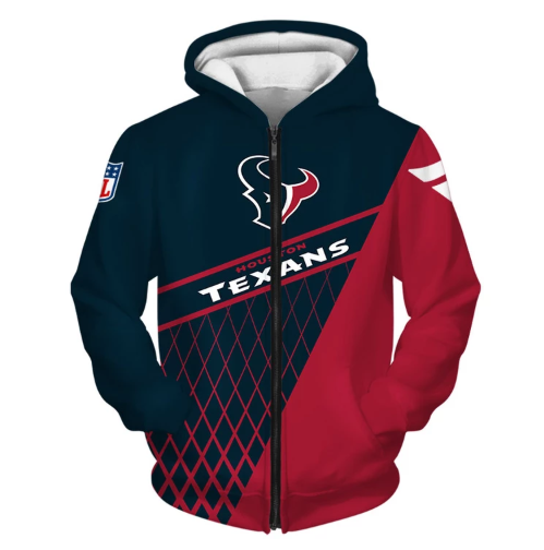 Houston Texans Top Logo 3D Zipper Hoodie Jacket