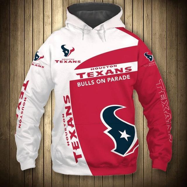 Houston Texans White Hood 3D Pullover Hoodie