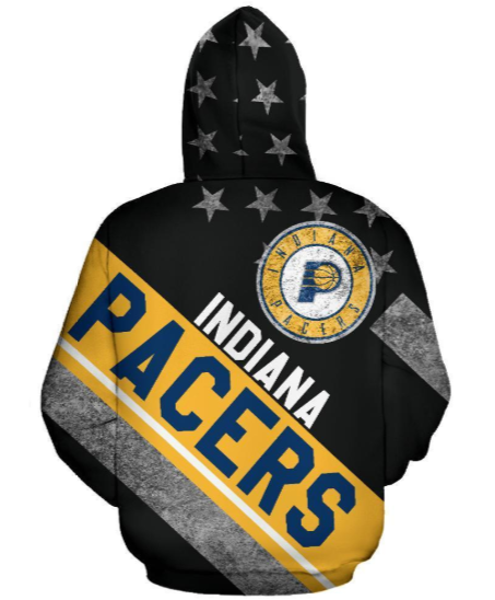 Indiana Pacers Stripe With Stars 3D Printed Pullover Hoodie - Image 2