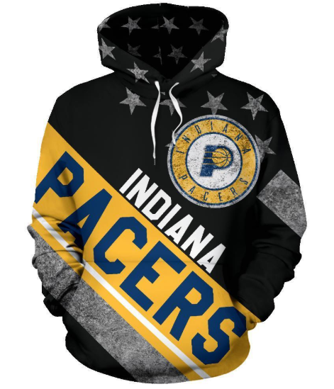 Indiana Pacers Stripe With Stars 3D Printed Pullover Hoodie