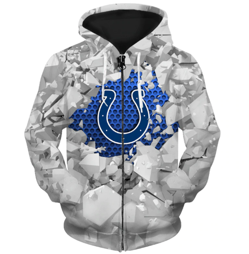 Indianapolis Colts Beehives Pattern 3D Zipper Hoodie Jacket