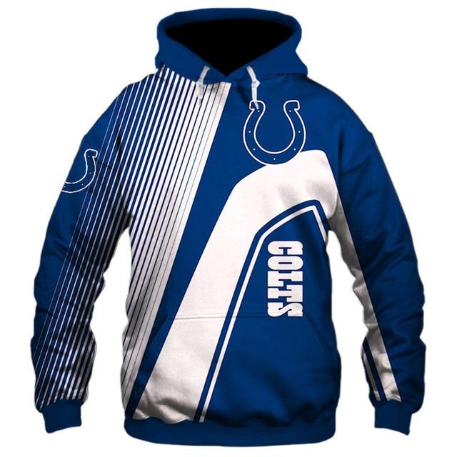 Indianapolis Colts Hooded Matching Stripe 3D Pullover Hoodie