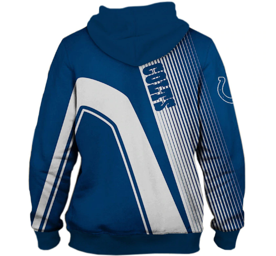 Indianapolis Colts Hooded Matching Stripe 3D Pullover Hoodie - Image 2