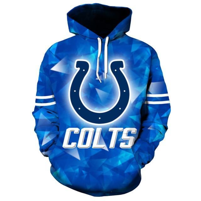 Indianapolis Colts Logo With Short Name 3D Pullover Hoodie