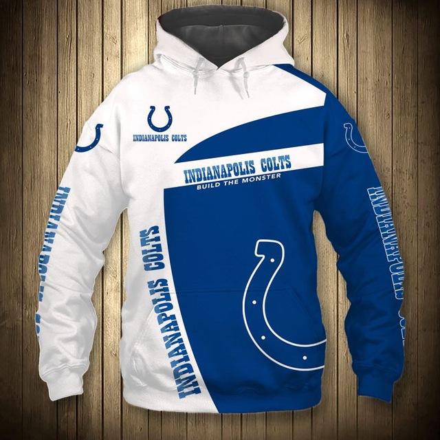 Indianapolis Colts White Hood 3D Pullover Hoodie