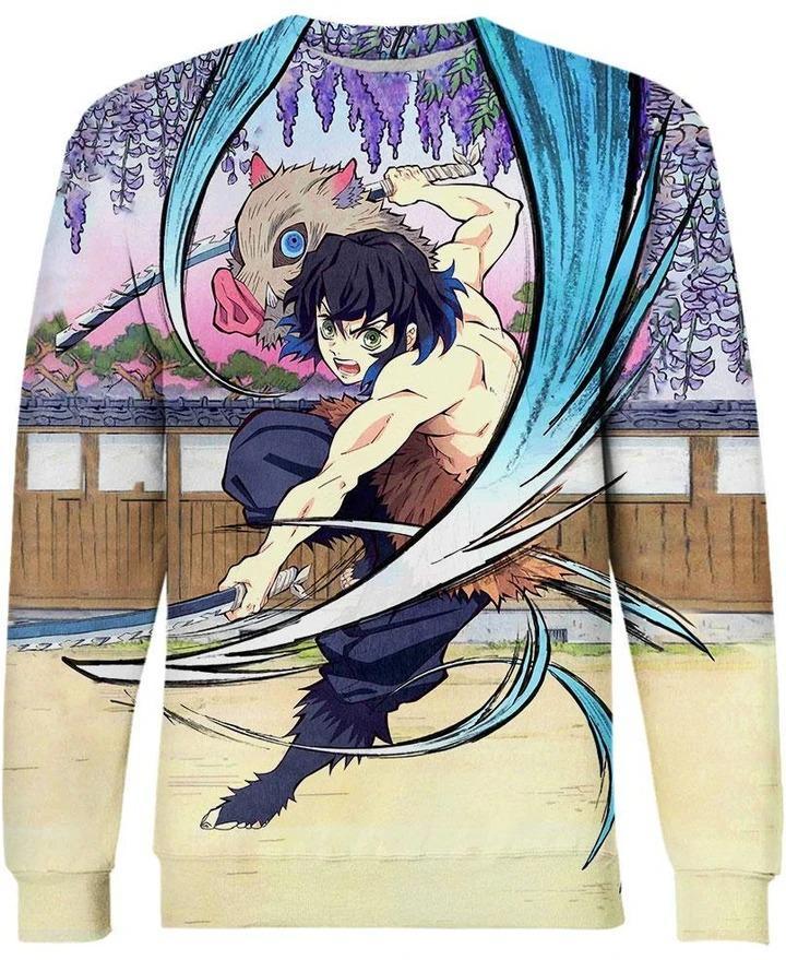 Inosuke Hashibira - Demon Slayer - Kimetsu No Yaiba 3D Crewneck Sweatshirt V1