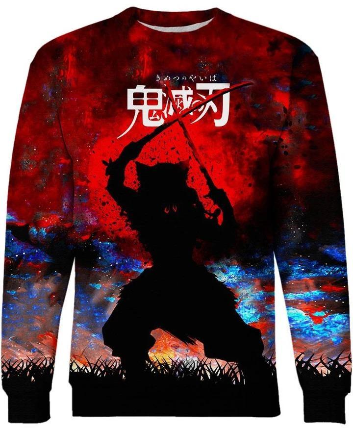 Inosuke Hashibira - Demon Slayer - Kimetsu No Yaiba 3D Crewneck Sweatshirt V2