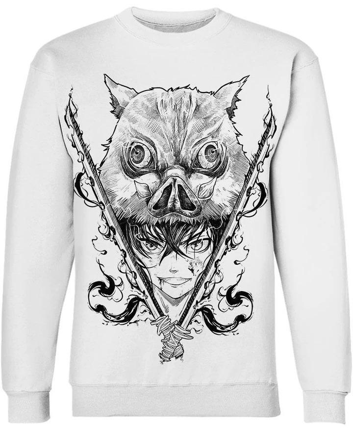 Inosuke Hashibira - Demon Slayer - Kimetsu No Yaiba 3D Crewneck Sweatshirt V3