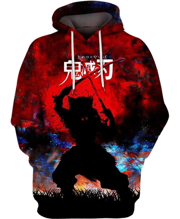 Inosuke Hashibira - Demon Slayer - Kimetsu No Yaiba 3D Pullover Hoodie V2
