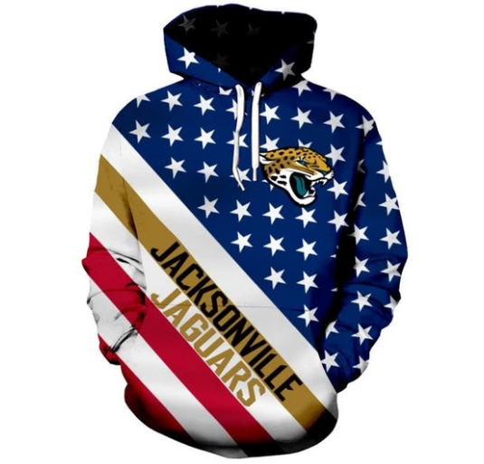 Jacksonville Jaguars American Flag 3D Printed Pullover Hoodie