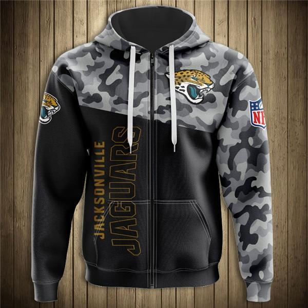 Jacksonville Jaguars Half Camo 3D Zipper Hoodie Jacket