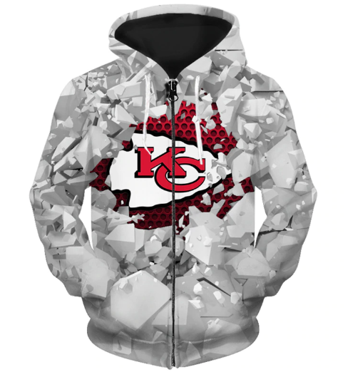 Kansas City Chiefs Beehives Pattern 3D Zipper Hoodie Jacket