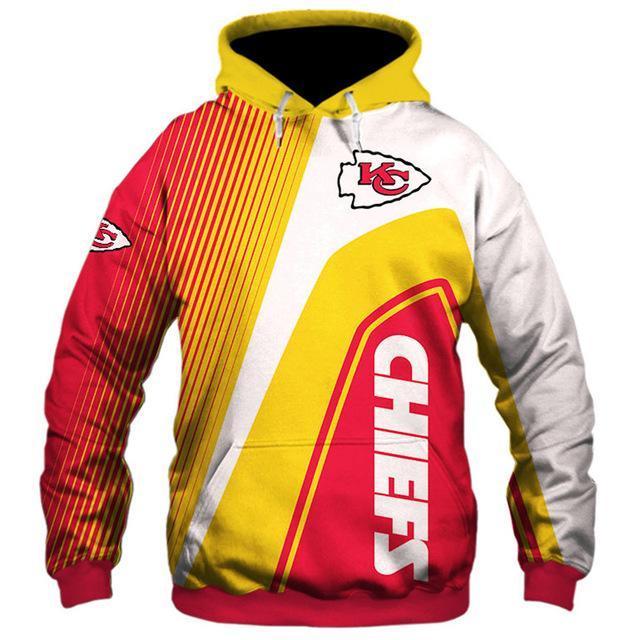 Kansas City Chiefs Hooded Matching Stripe 3D Pullover Hoodie