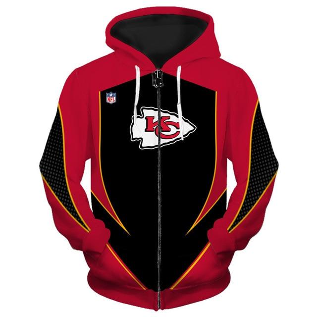 Kansas City Chiefs Middle Logo 3D Printed Zipper Hoodie Jacket