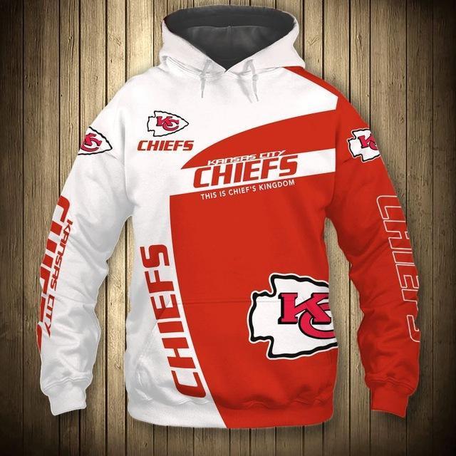 Kansas City Chiefs White Hood 3D Pullover Hoodie