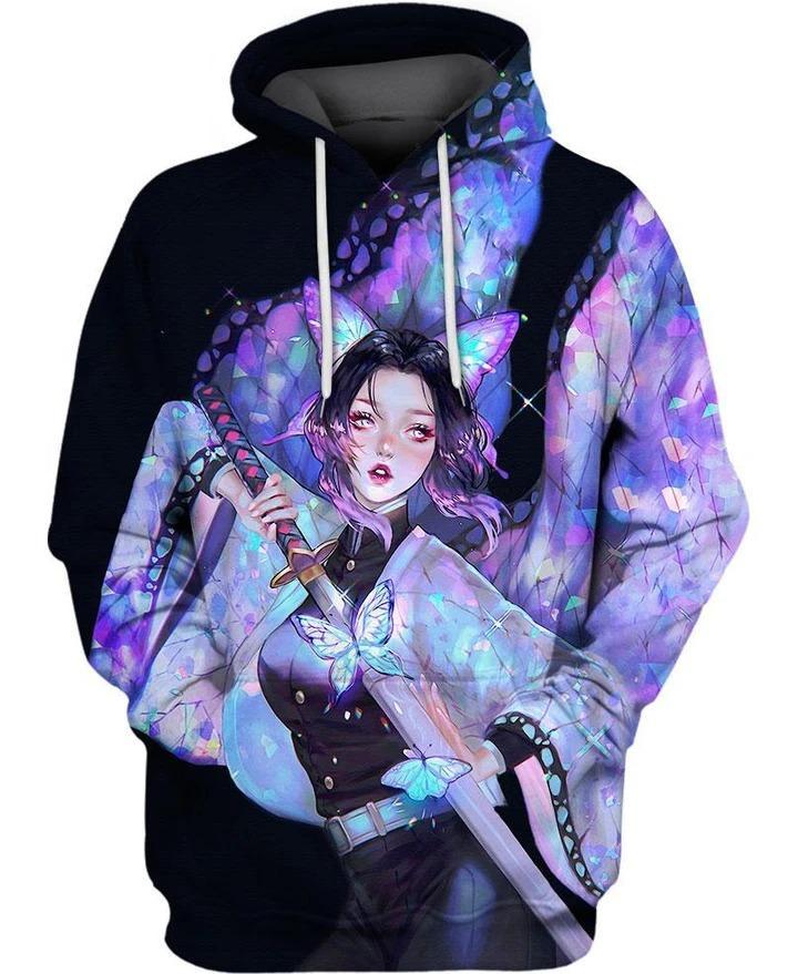 Kochou Shinobu - Demon Slayer - Kimetsu No Yaiba 3D Pullover Hoodie V3