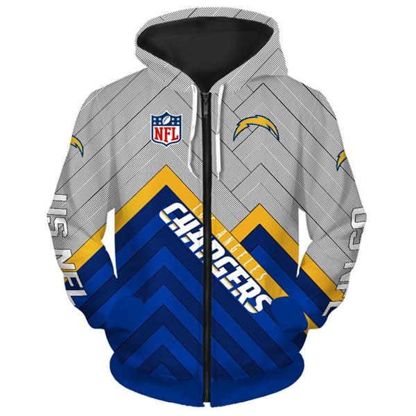 Los Angeles Chargers 3D Zipper Hoodie Jacket