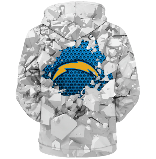 Los Angeles Chargers Beehives Pattern 3D Zipper Hoodie Jacket - Image 2