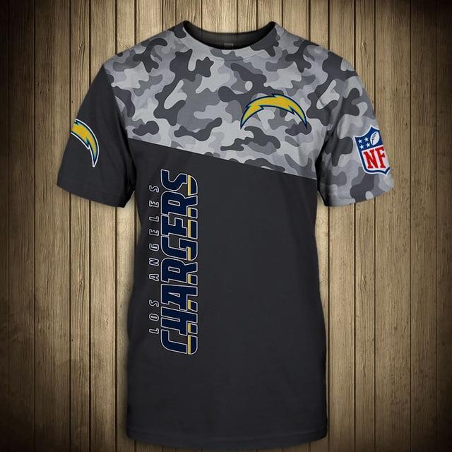 Los Angeles Chargers Half Camo 3D T-Shirt