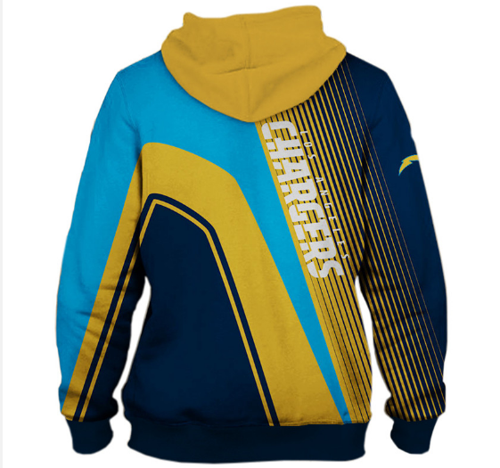 Los Angeles Chargers Hooded Matching Stripe 3D Pullover Hoodie - Image 2