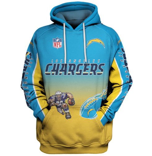 Los Angeles Chargers Name In Sleeve 3D Pullover Hoodie