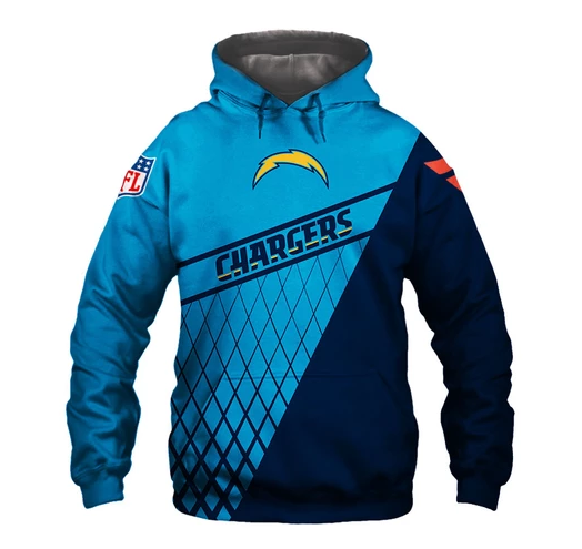 Los Angeles Chargers Top Logo 3D Pullover Hoodie