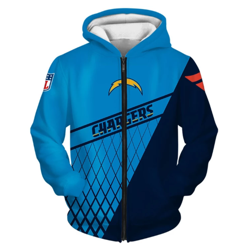 Los Angeles Chargers Top Logo 3D Zipper Hoodie Jacket
