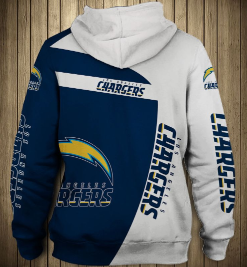 Los Angeles Chargers White Hood 3D Pullover Hoodie - Image 2