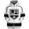 Los Angeles Kings Symbol White 3D Zipper Hoodie Jacket