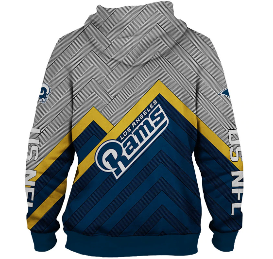 Los Angeles Rams 3D Logo Name Printed Pullover Hoodie - Image 2