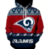 Los Angeles Rams 3D Pattern Pullover Hoodie