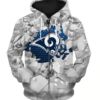Los Angeles Rams Beehives Pattern 3D Zipper Hoodie Jacket