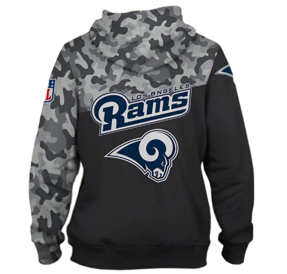 Los Angeles Rams Half Camo 3D Pullover Hoodie - Image 2
