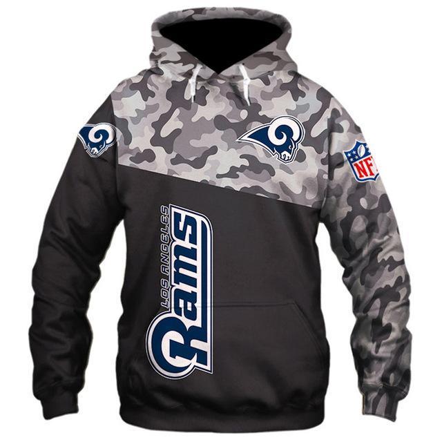 Los Angeles Rams Half Camo 3D Pullover Hoodie