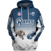 Los Angeles Rams Name In Sleeve 3D Pullover Hoodie