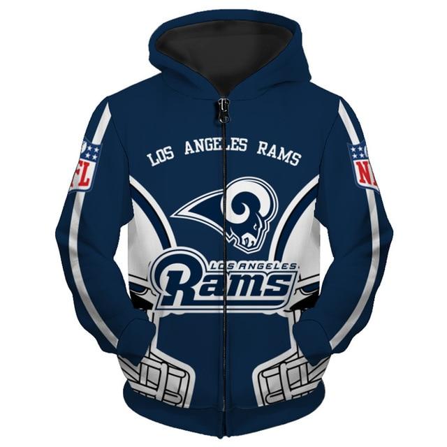 Los Angeles Rams Solid Color 3D Zipper Hoodie Jacket