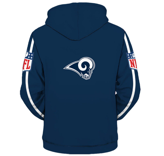 Los Angeles Rams Solid Color 3D Zipper Hoodie Jacket - Image 2