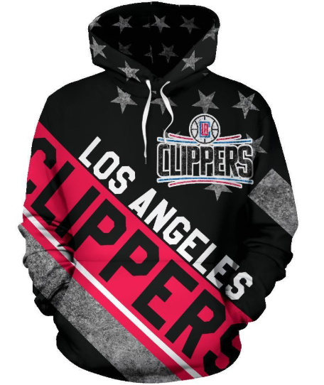 Los Angles Clippers Stripe With Stars 3D Printed Pullover Hoodie