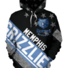 Memphis Grizzlies Stripe With Stars 3D Printed Pullover Hoodie