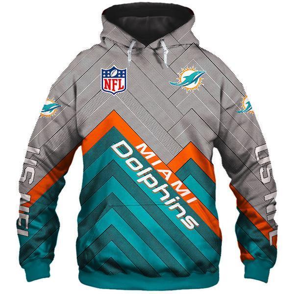 Miami Dolphins 3D Logo Name Printed Pullover Hoodie