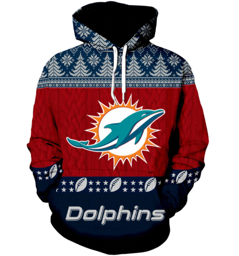 Miami Dolphins 3D Pattern Pullover Hoodie